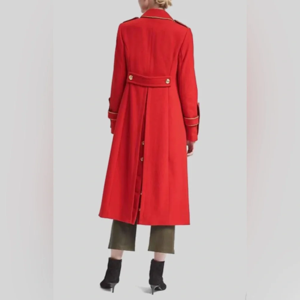 EUC Banana Republic Olivia Palermo Red Wool Military Coat Sz M - Picture 4 of 13